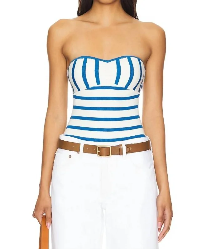 Low Prices Athena Bustier Top In French Blue/ivory