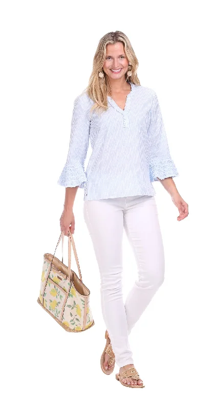 Great Bargains Aubrey Top in Sky Seersucker