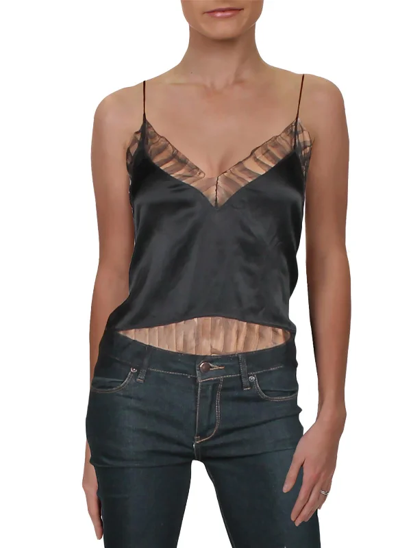 Can't Miss Bajado Womens Silk Lace-Trim Cami