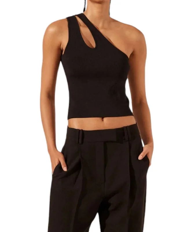 Amazing Deals Basic One Shoulder Open Back Top In Black