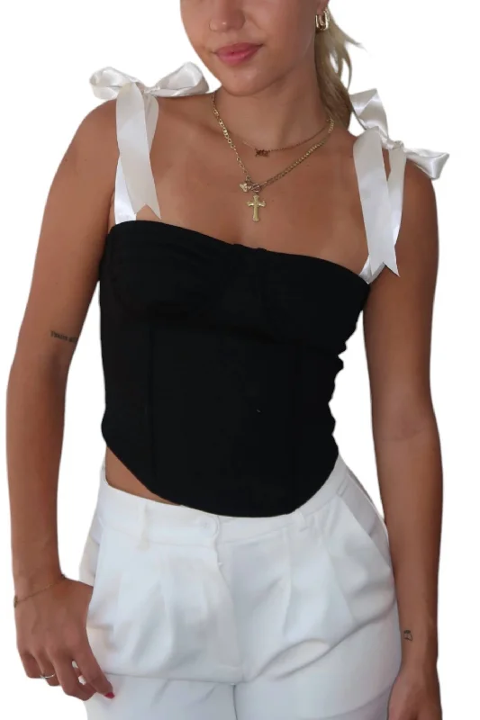 Special Price Bella Corset Top In Black Satin