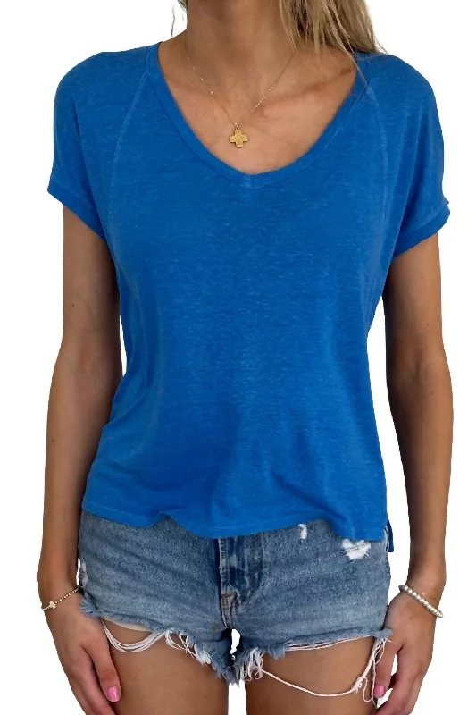 Price Drop Bobi Vneck Short Sleeve T-Shirt In Mykonos