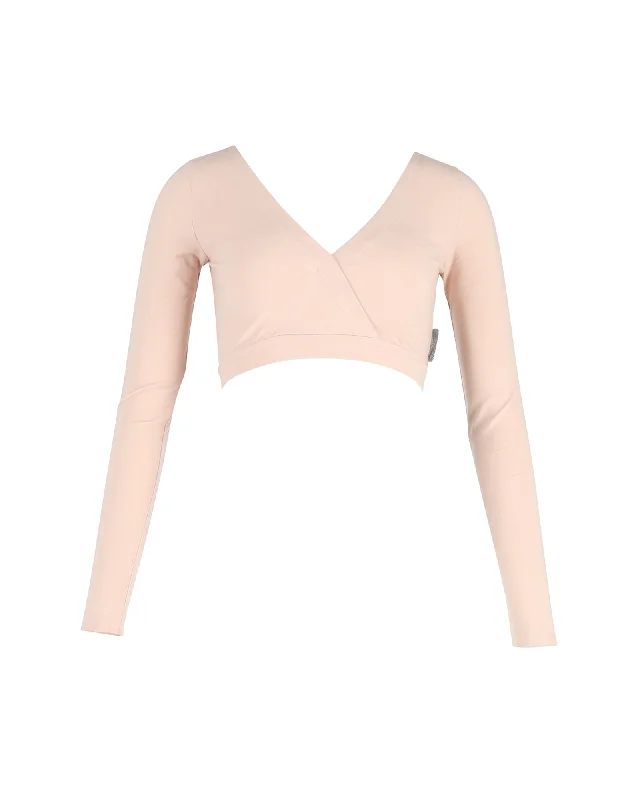 Shop and Save Brunello Cucinelli Surplice Cropped Top in Nude Cotton