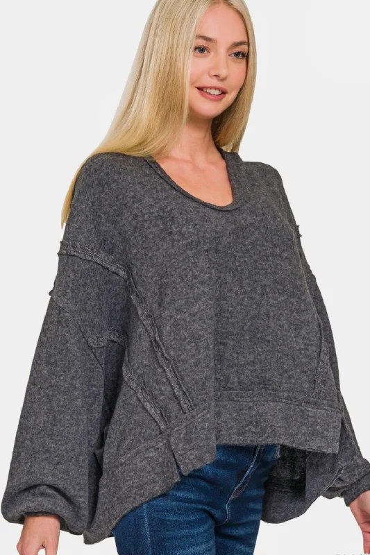 Overstock Brushed Hacci Exposed Seam Hoodie