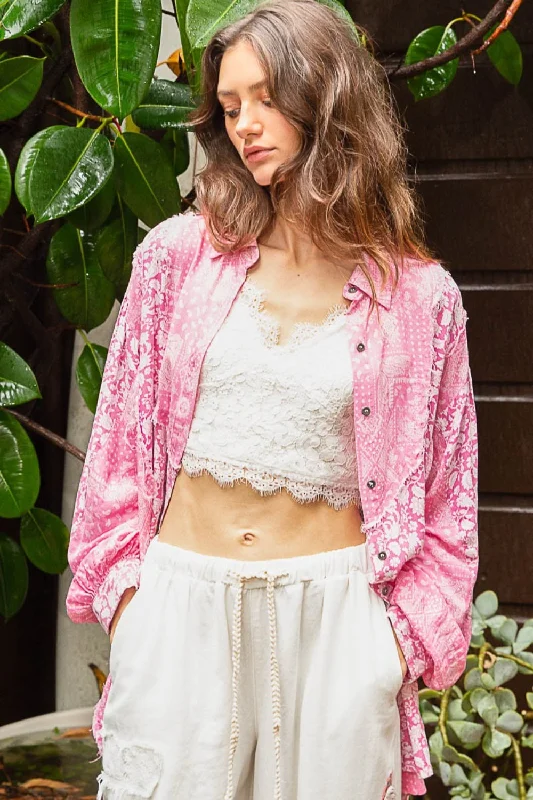 Anniversary Sale Button Down Long Sleeve Paisley Print Shirt