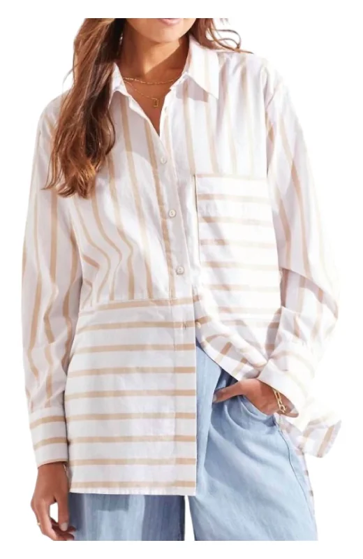 Incredible Offers Button Front Blouse In White/beige