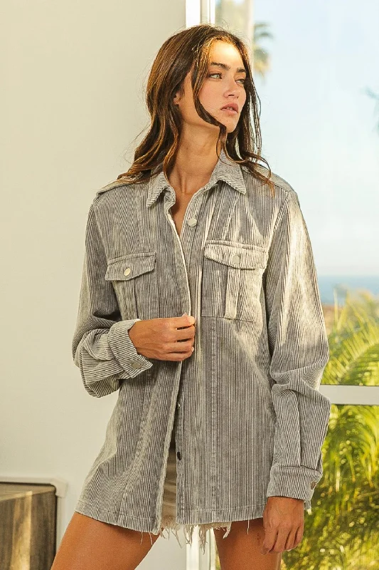 Price Slash Button Up Corduroy Shacket