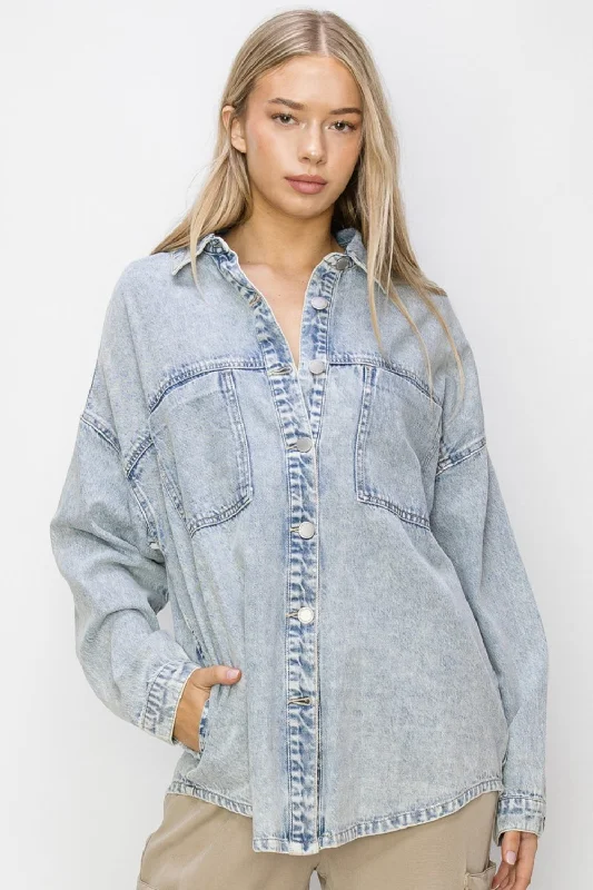 Daily Deals Button Up Long Sleeve Shacket