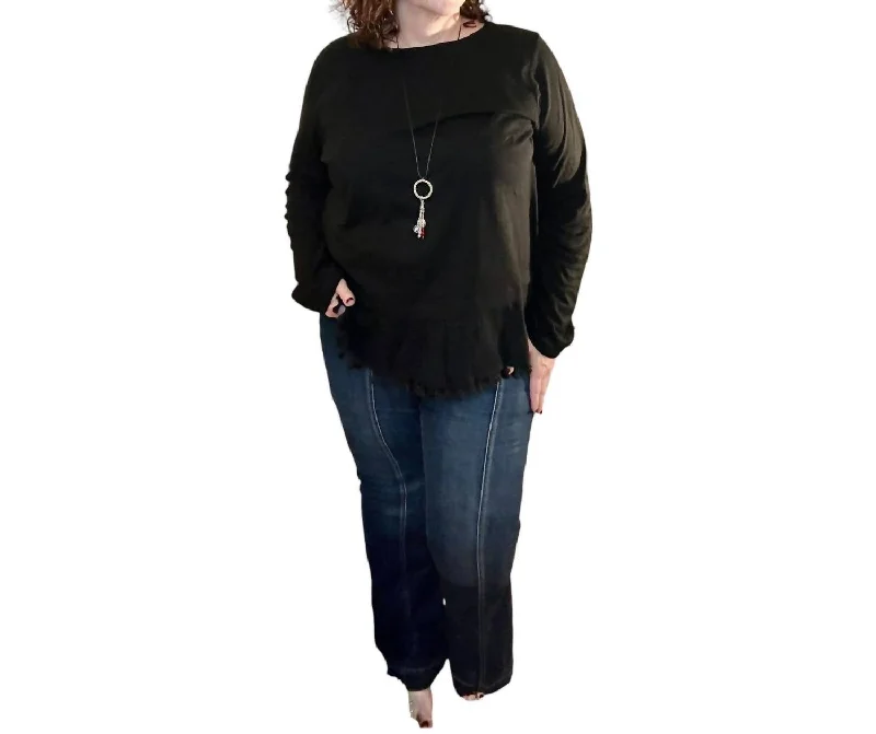 Online Exclusive Candace Tassel Trim Top In Black