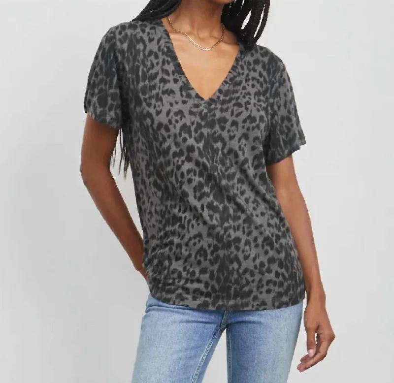 Price Cut Cara Umber Leopard Top In Dark Grey