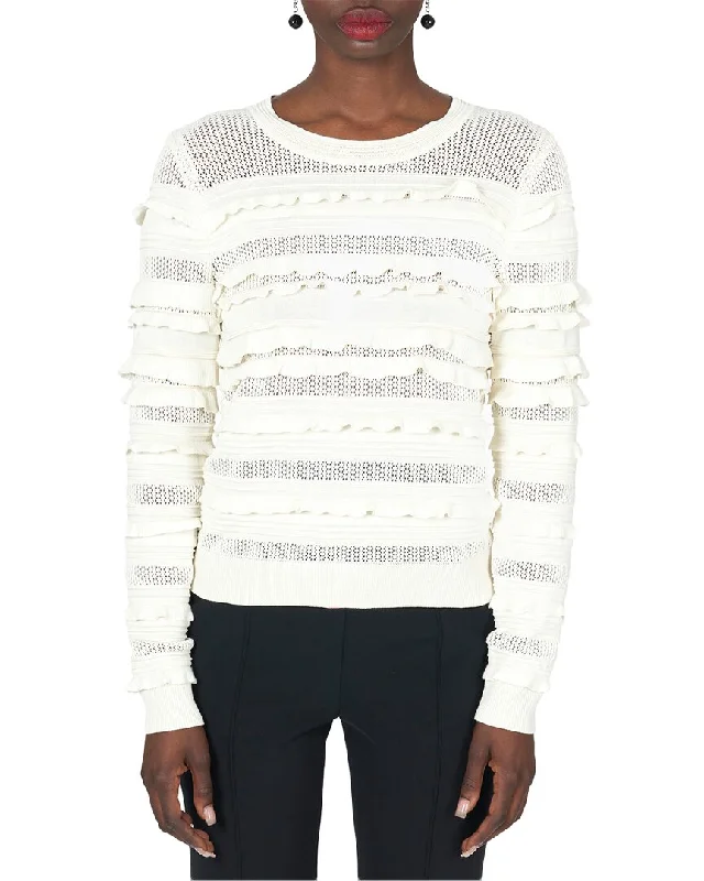 Deal Explosion Carolina Herrera Ruffle Knit Silk-Blend Top