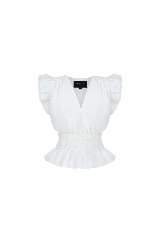 Midnight Sale Cathy Smocked Blouse In White