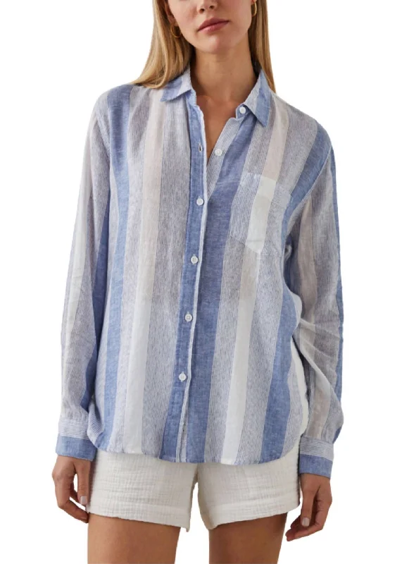 Limited Edition Charli Button Down Top In Nevis Stripe