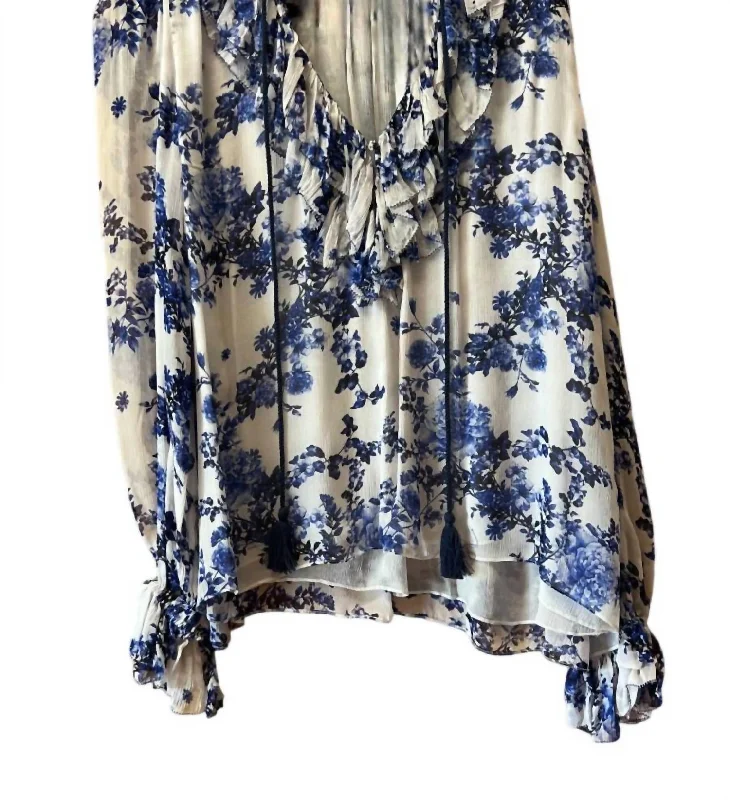 Instant Discount Charlotte Chinoise Blouse In Blue/white