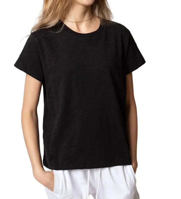 Deal Explosion Chloe Short Sleeve Tee Top In Black