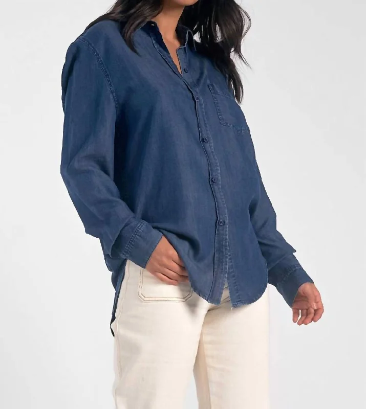 Deal Dash Classic Denim Button Down Shirt In Blue