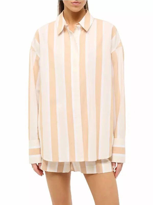 Bonus Savings Colton Button Down Shirt In Sand Stripe