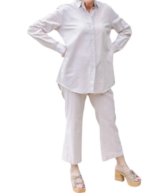Overstock Combo Button Shirt In Sand