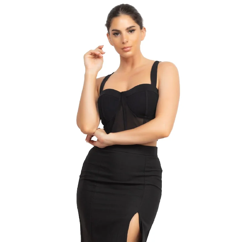 Price Drop Alert Contrasting Mesh Padded Tank Top