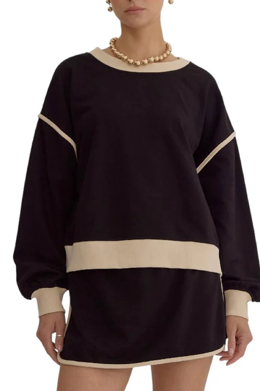 Bargain Blast Contrasting Trim Top In Black