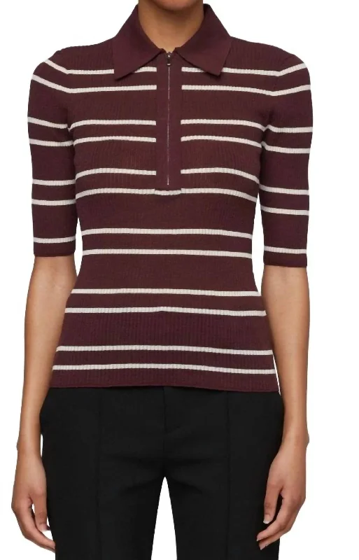 Savings Galore Cooper Top In Carob/white Wide Stripe