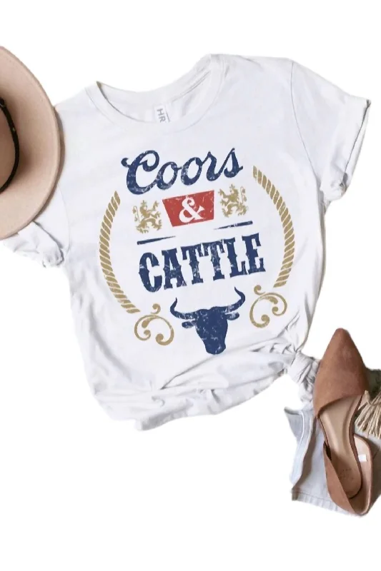Limited Time Offer Coors & Cattle Graphic Top In White