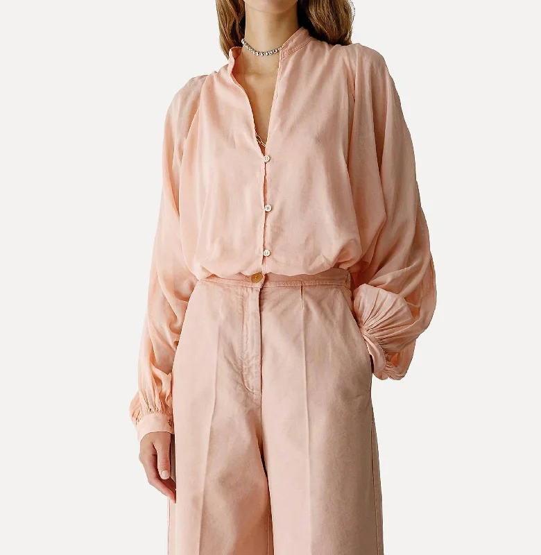 Warehouse Sale Cotton Silk Voile Shirt In Poudre
