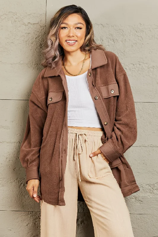 Deal Zone Cozy Girl Full Size Button Down Shacket