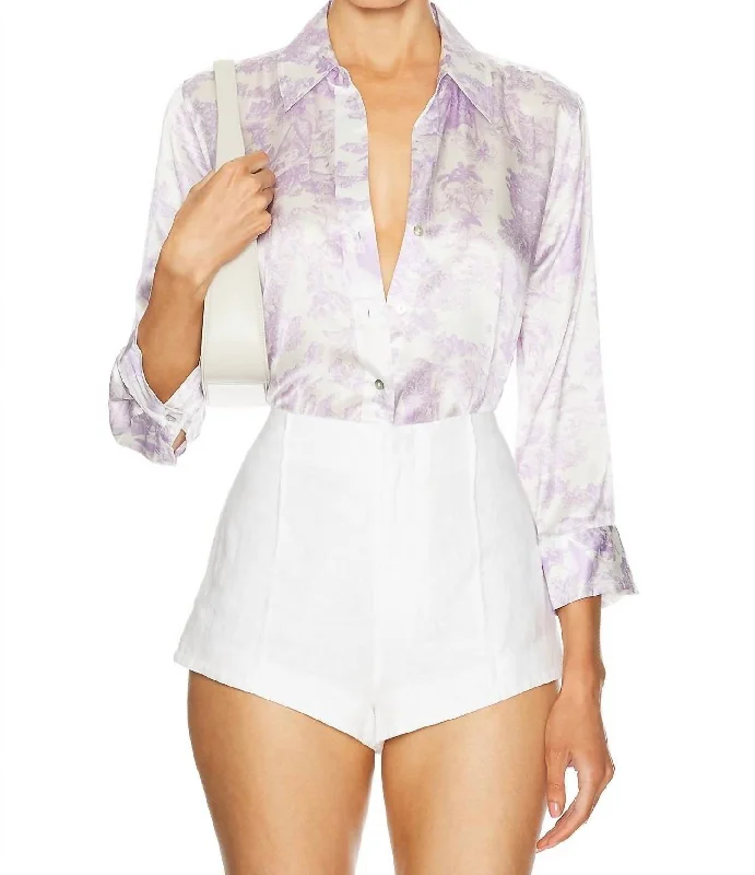 Fantastic Deals Dani 3/4 Sleeve Blouse In Lilac/white Toile