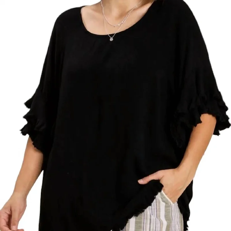 Get It Before It’s Gone Deborah 3/4 Sleeve Top In Black