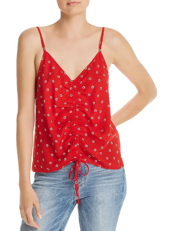 Special Offer Ditsy Daisy Womens Ruched Printed Tank Top