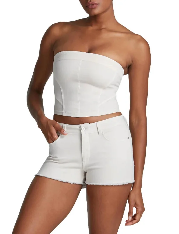 Year-End Sale Do It All Denim Tube Top In Porcelain