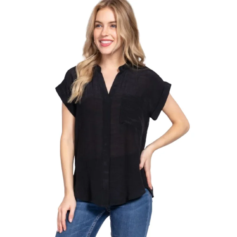 Year-End Clearance Dolman Slv Button Down Woven Top