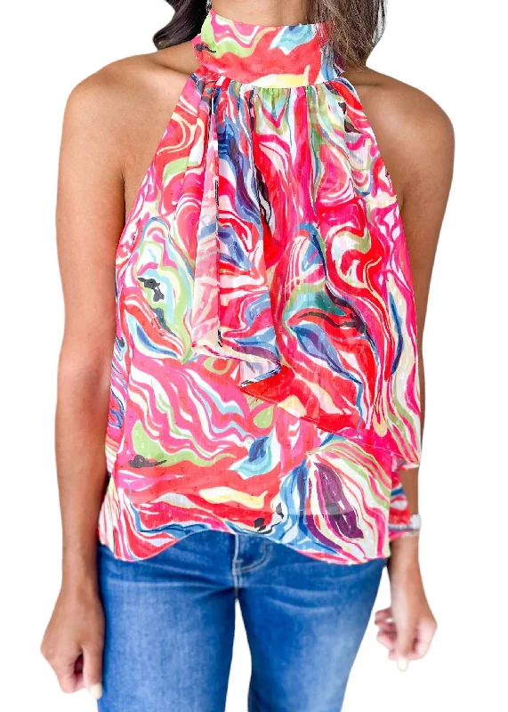 The Best Prices Doodle Tank Top In Pink Multi