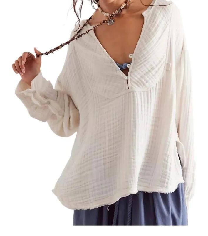 Huge Discounts Easy Sunday Pullover Shirt In Opt Ic White