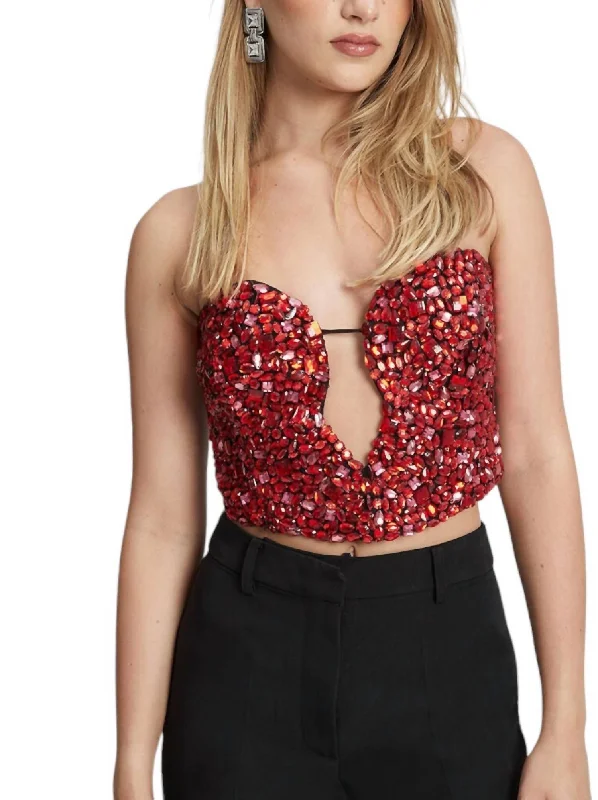 TIME-Limited Offer Eleni Beaded Bustier Top In Pink Multi