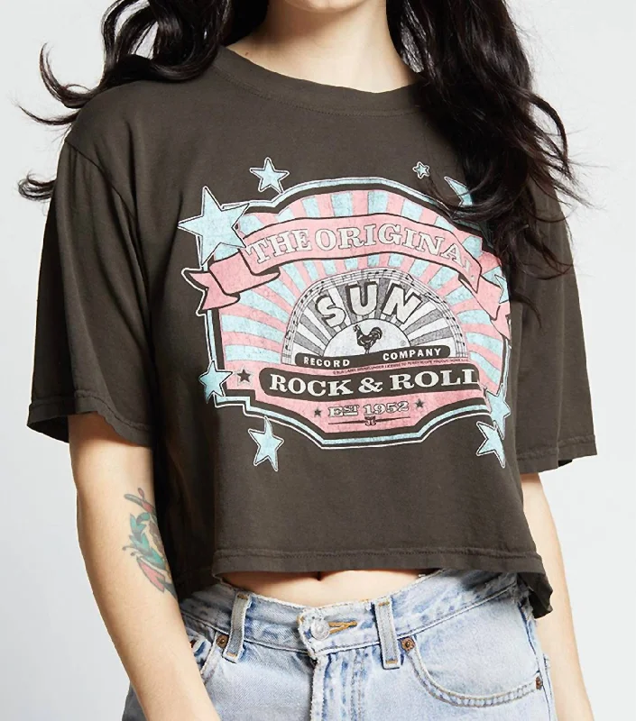 Deal Dash Elvis X Sun Records Crop Tee In Vintage Black