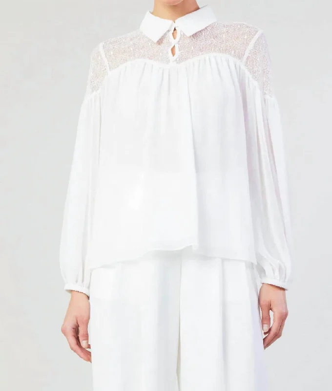 Can't Miss Elyse Lace Yoke Front Blouse In Black
