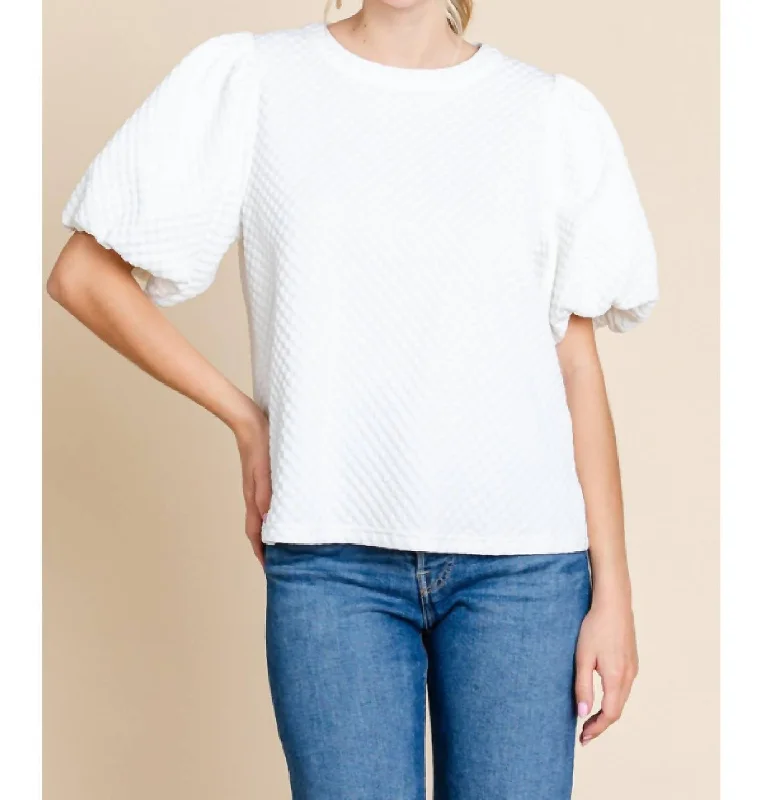 One-DAY Sale Embossing Texture Top In Ivory