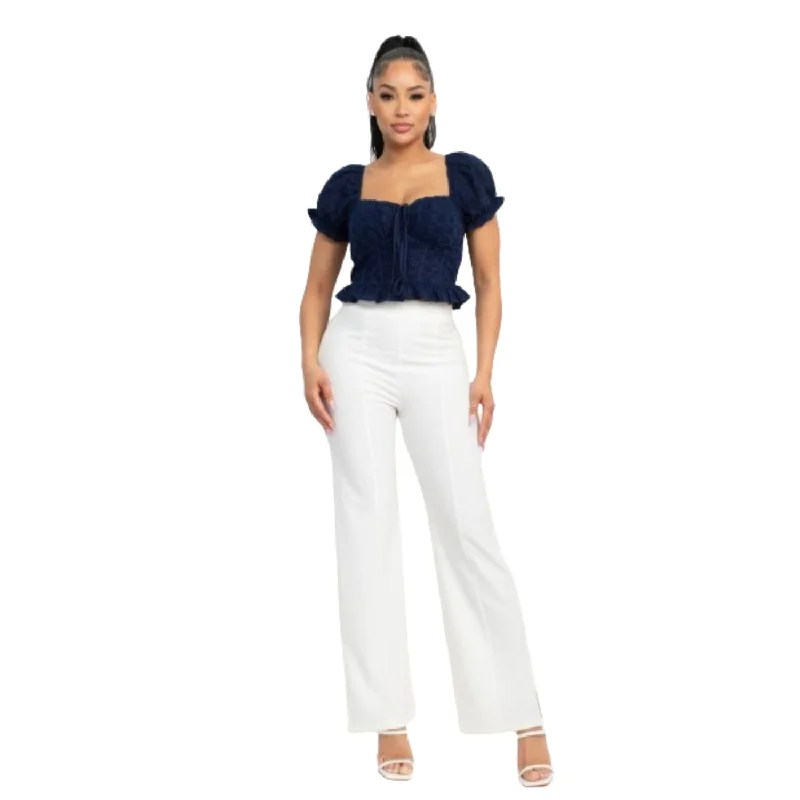Amazing Deals Eyelet Embroidered Smock Top