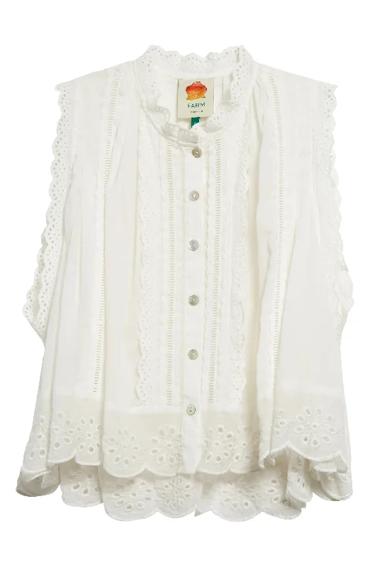 Referral Discount FARM Rio Women's Off-White Sleeveless Blouse