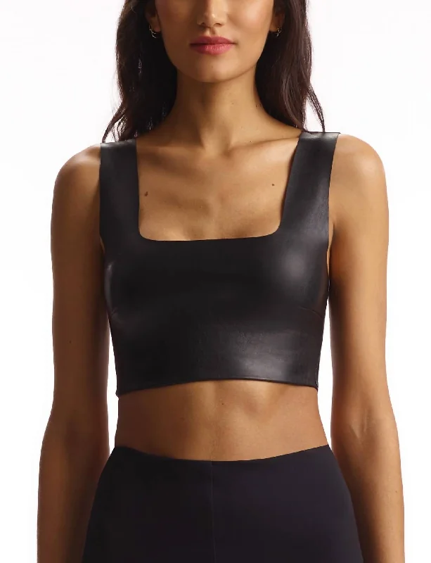 Price Reduction Faux Leather Crop Top In Black