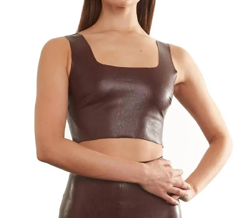 Fantastic Offers Faux Leather Crop Top In Oxblood