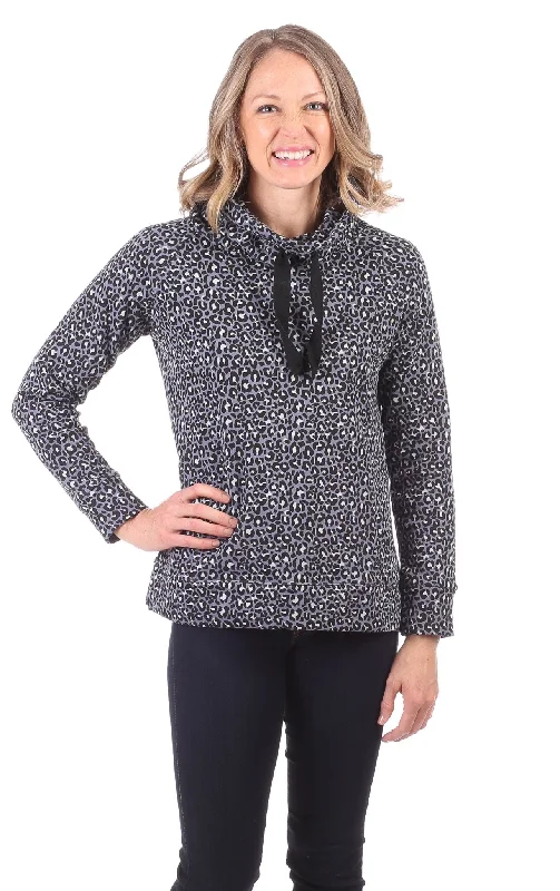 Incredible Offers Finley Funnel Neck in Grey Leopard