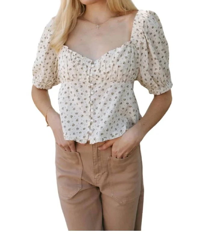 Bargain Bin Floral Babydoll Top In Ivory
