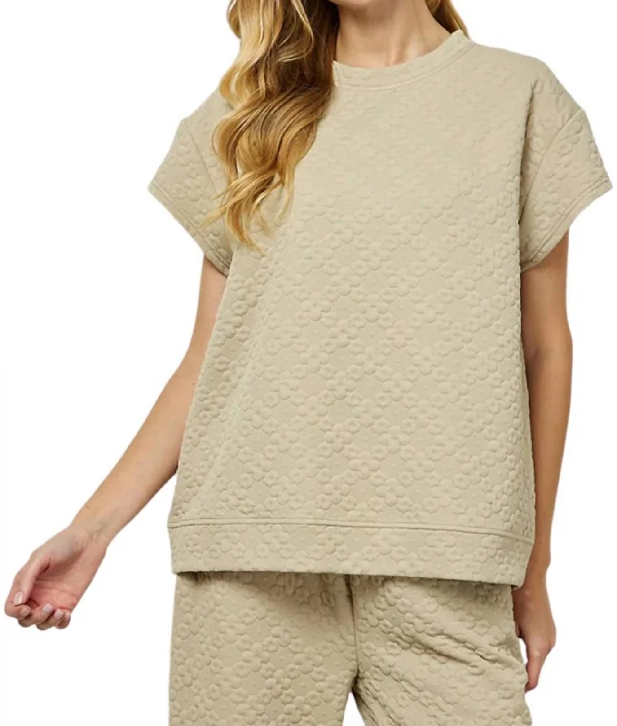 Reduced Prices Flower Textured Lounge Top In Taupe