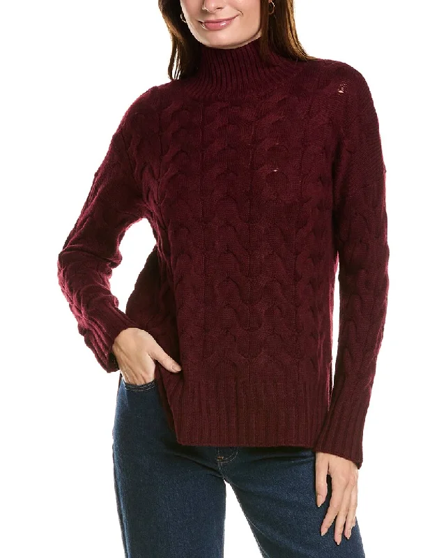 Deep Discounts Forte Cashmere Luxe Cable Funnel Neck Wool & Cashmere-Blend Tunic