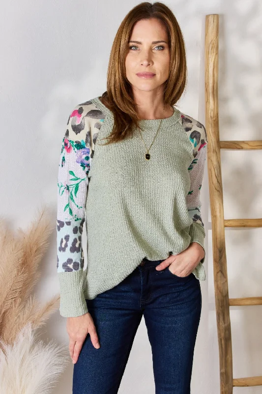 Crazy Deals Full Size Printed Round Neck Blouse