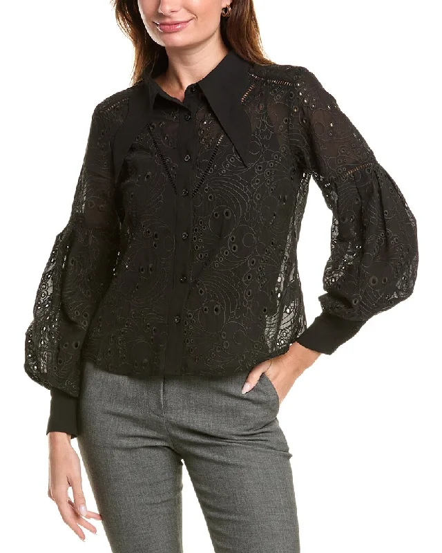 Year-End Clearance Gracia Eyelet Collared Top