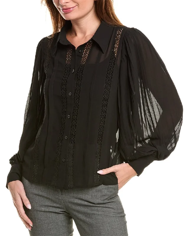Grand Opening Sale Gracia Pleated Sleeve Sheer Blouse